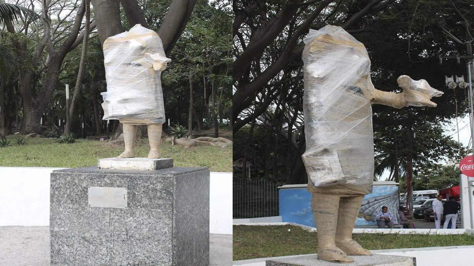 Estatua de enfermera en el puerto de Veracruz